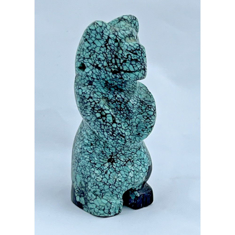 Natural Turquoise Smooth Round Beads 10mm 68 Beads + Zuni Carved Bear - Picture 10 of 12